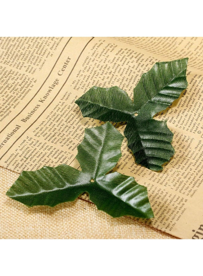 dophee 50Pcs Artifical Leaves Rose Flower Leaf Wedding Bouquet Garden Home Decor Crafts  Green - Image 4