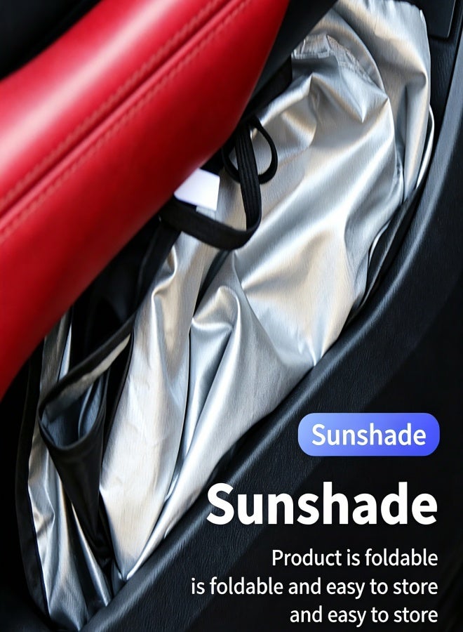 Car Windshield Sunshade, Silver Coated Double Circle Foldable Sunshade, Windshield Cover Universal for Front Gear - Image 3