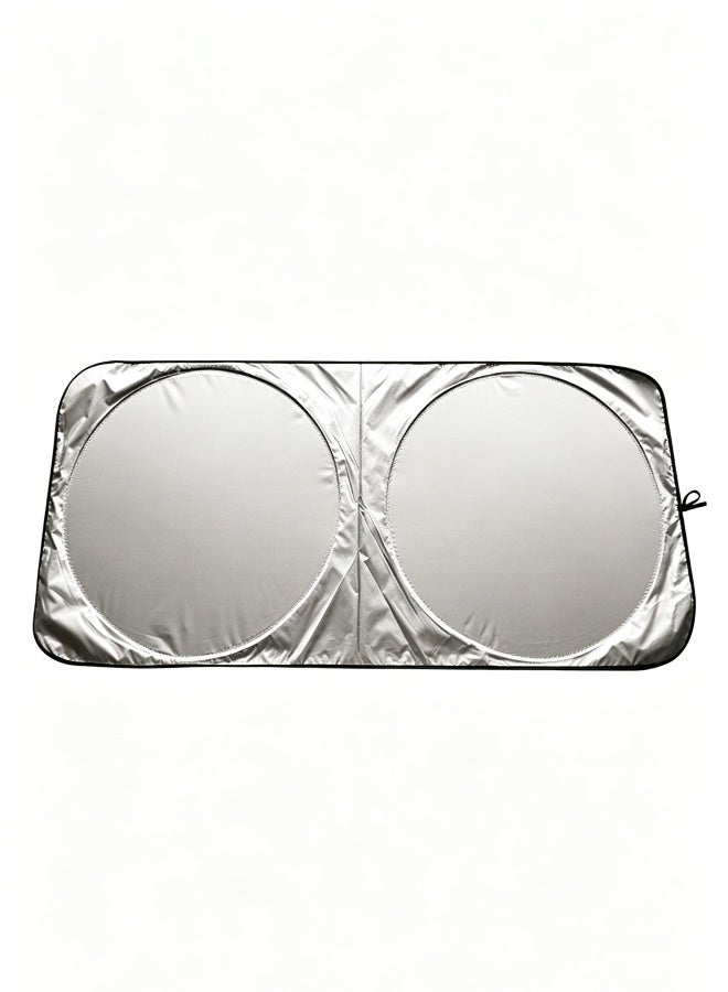 Car Windshield Sunshade, Silver Coated Double Circle Foldable Sunshade, Windshield Cover Universal for Front Gear - Image 1