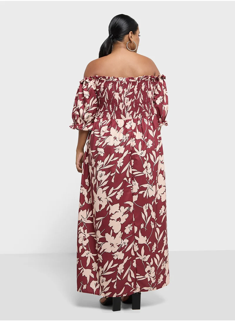 جينجر بلس Printed A Line Maxi Dress