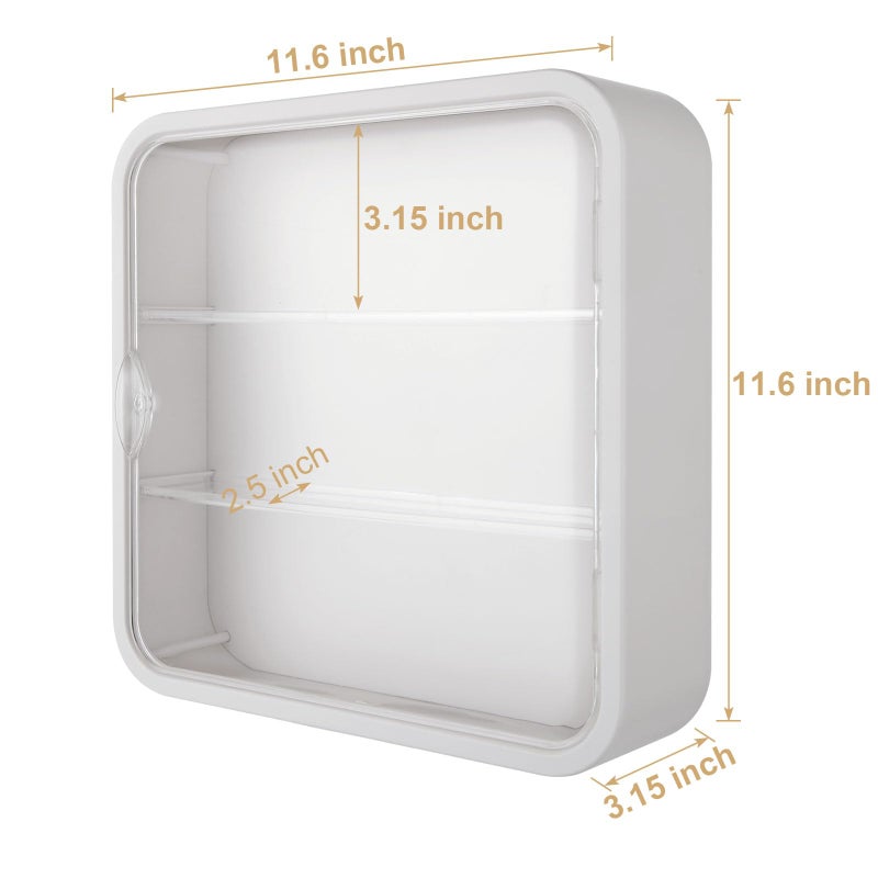 APACALI Clear Display Case for Figures, Collectibles Display Box with Shelves, 12 Inch Wall Mounted or Desktop Plastic Organizer, Miniature Acrylic Display Storage Case for Rock Stone Mini Figure, White - Image 2