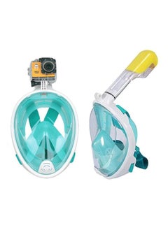 Generic M size anti fog detachable dry snorkeling full face mask set scuba diving mask-green  - Image 1