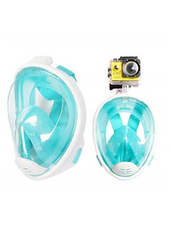 Generic M size anti fog detachable dry snorkeling full face mask set scuba diving mask-green  - Image 2