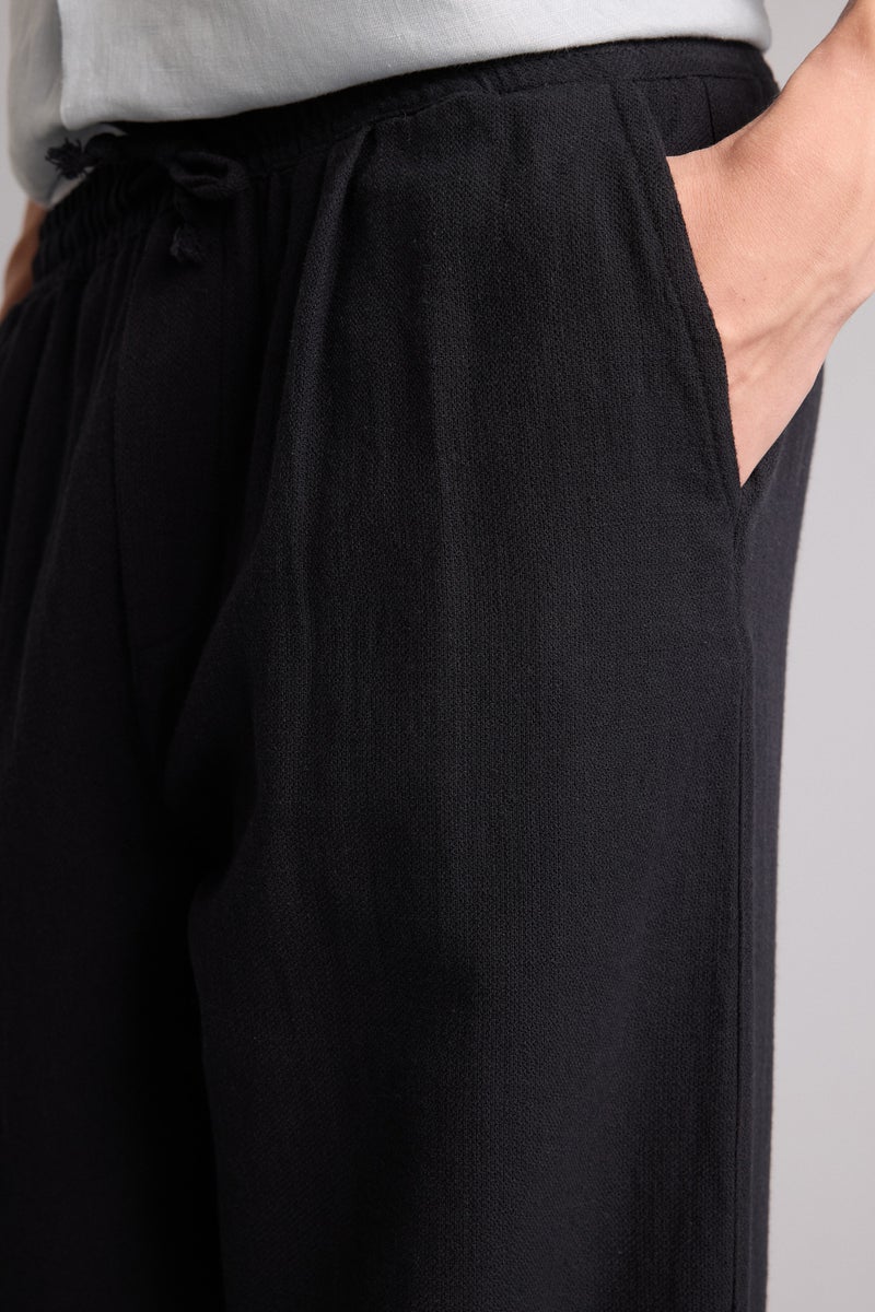 DeFacto Black Man Relax Fit Elastic Waist Black Pants Casual - Image 4