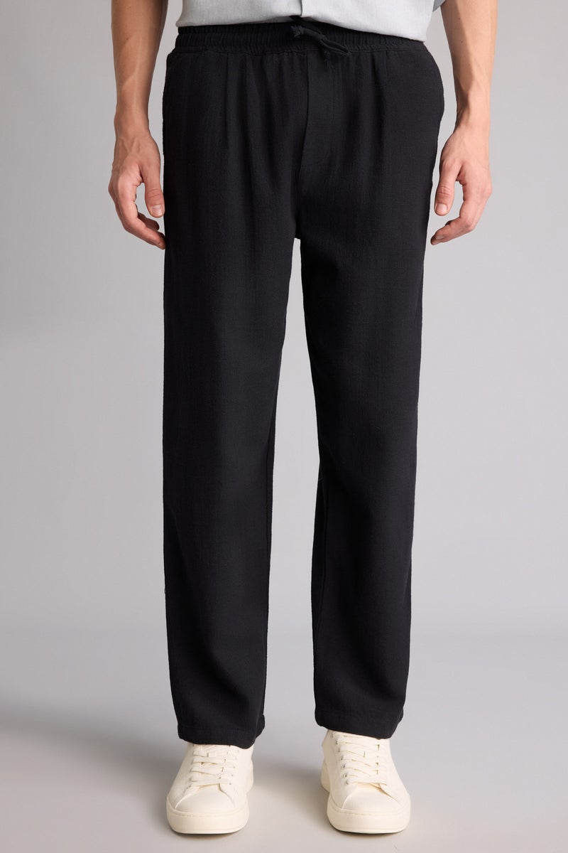 DeFacto Black Man Relax Fit Elastic Waist Black Pants Casual - Image 3