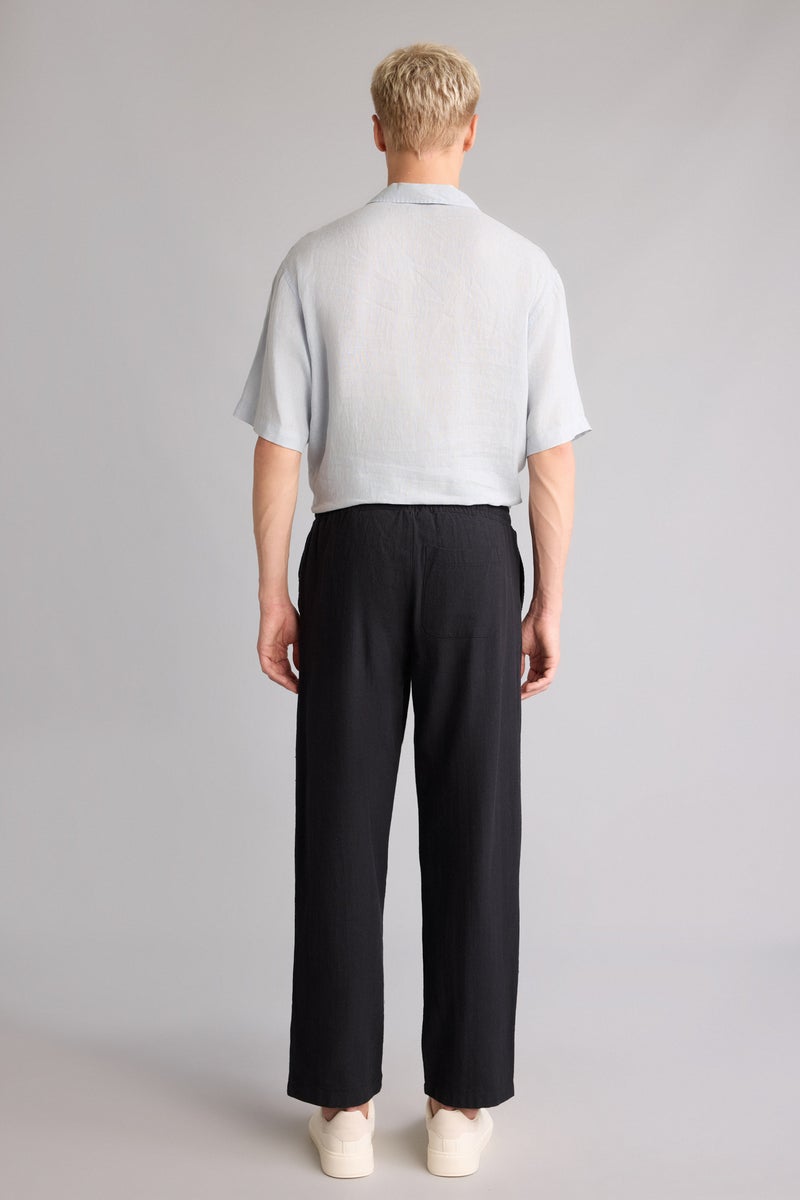 DeFacto Black Man Relax Fit Elastic Waist Black Pants Casual - Image 5