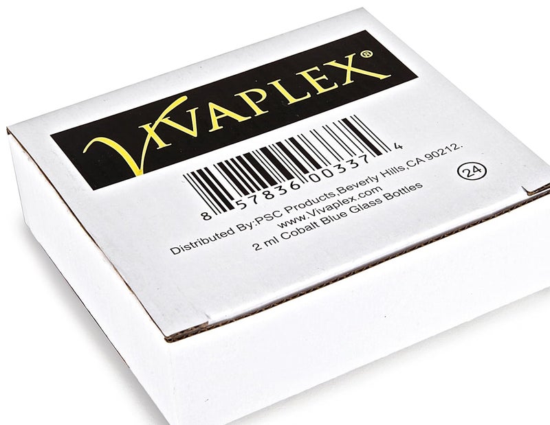 Vivaplex 24 زجاجات كوبالت زرقاء سعة 2 مل 58 درام مع مخفضات فتحة وأغطية سوداء - Image 2