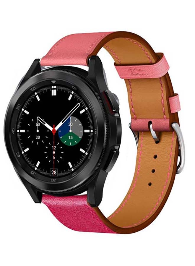 Perfii Genuine Leather Replacement Band for Samsung Galaxy Watch4 42/46mm Pink - Image 2