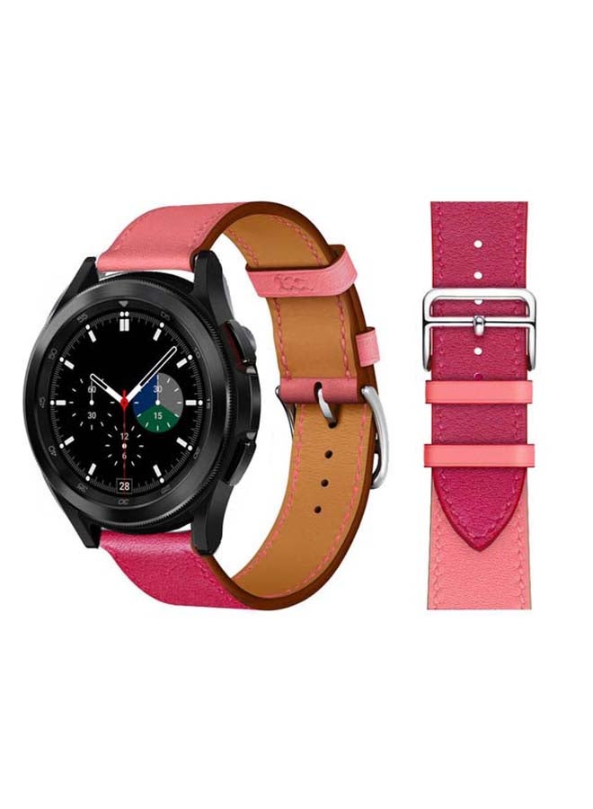 Perfii Genuine Leather Replacement Band for Samsung Galaxy Watch4 42/46mm Pink - Image 1