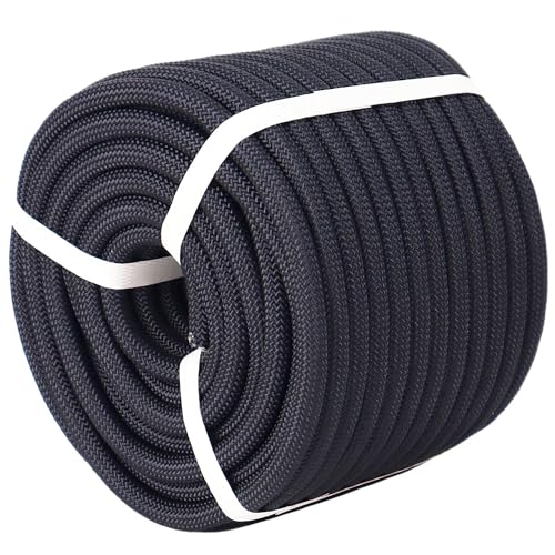 CRAYZA Double Braided Polyester Rope (1/2 in x 50 ft) Strong Arborist Rigging Rope 48 Strands for Tree Work Climbing Camping Sailing, Black - Image 2