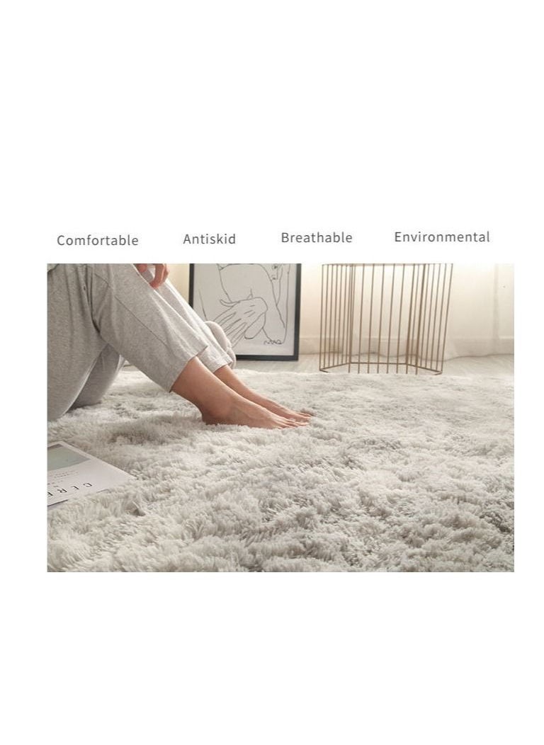 Mei Lifestyle - Modern Wool Fluffy Floor Mat Carpet with Anti slip High Pile Bottom with Upgraded Foam (Size 120×160CM) - Image 1