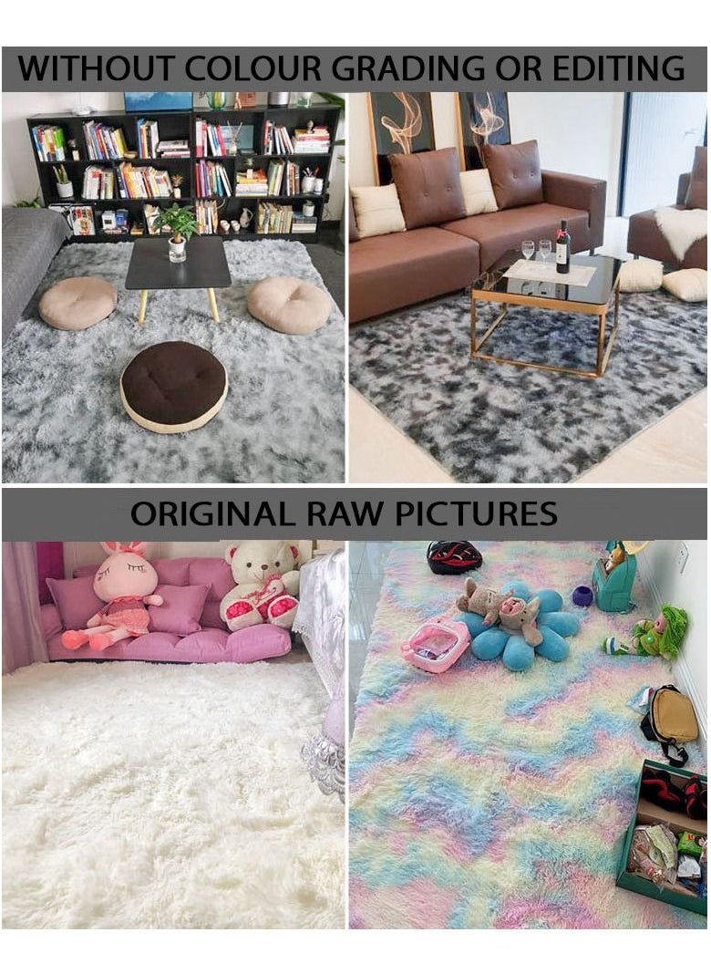 Mei Lifestyle - Modern Wool Fluffy Floor Mat Carpet with Anti slip High Pile Bottom with Upgraded Foam (Size 120×160CM) - Image 1