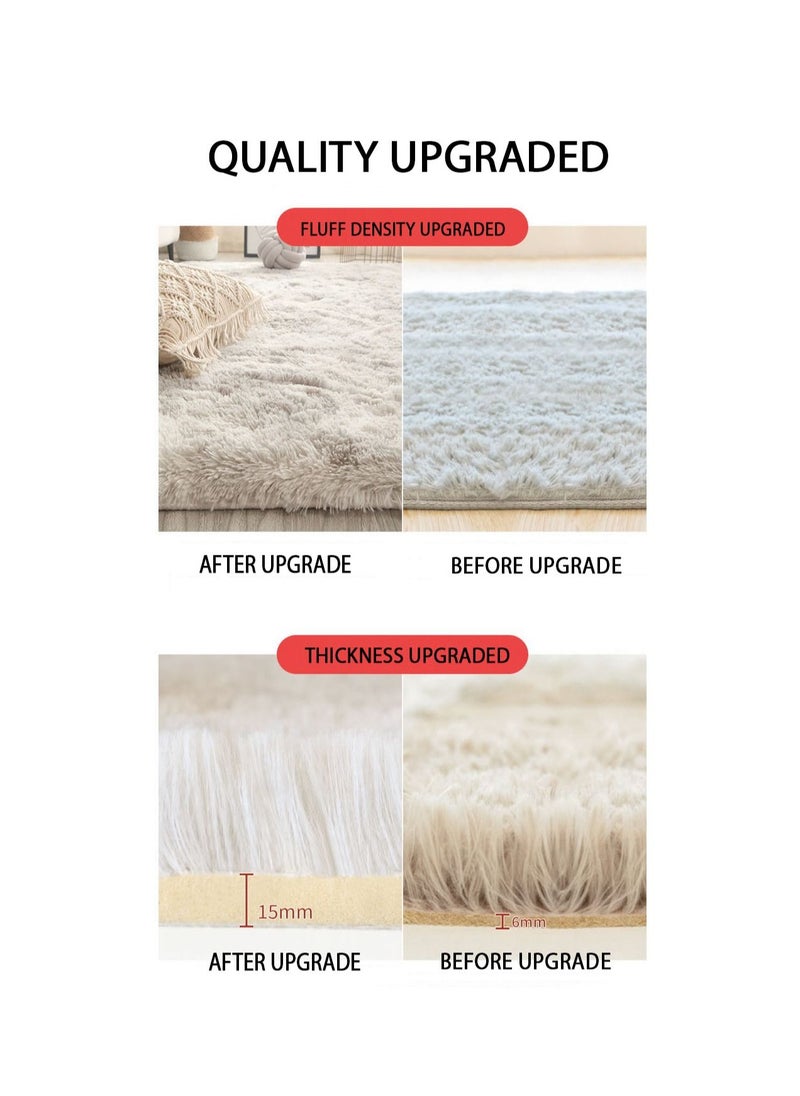 Mei Lifestyle - Modern Wool Fluffy Floor Mat Carpet with Anti slip High Pile Bottom with Upgraded Foam (Size 120×160CM) - Image 1