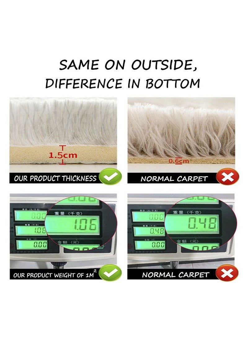 Mei Lifestyle - Modern Wool Fluffy Floor Mat Carpet with Anti slip High Pile Bottom with Upgraded Foam (Size 120×160CM) - Image 1