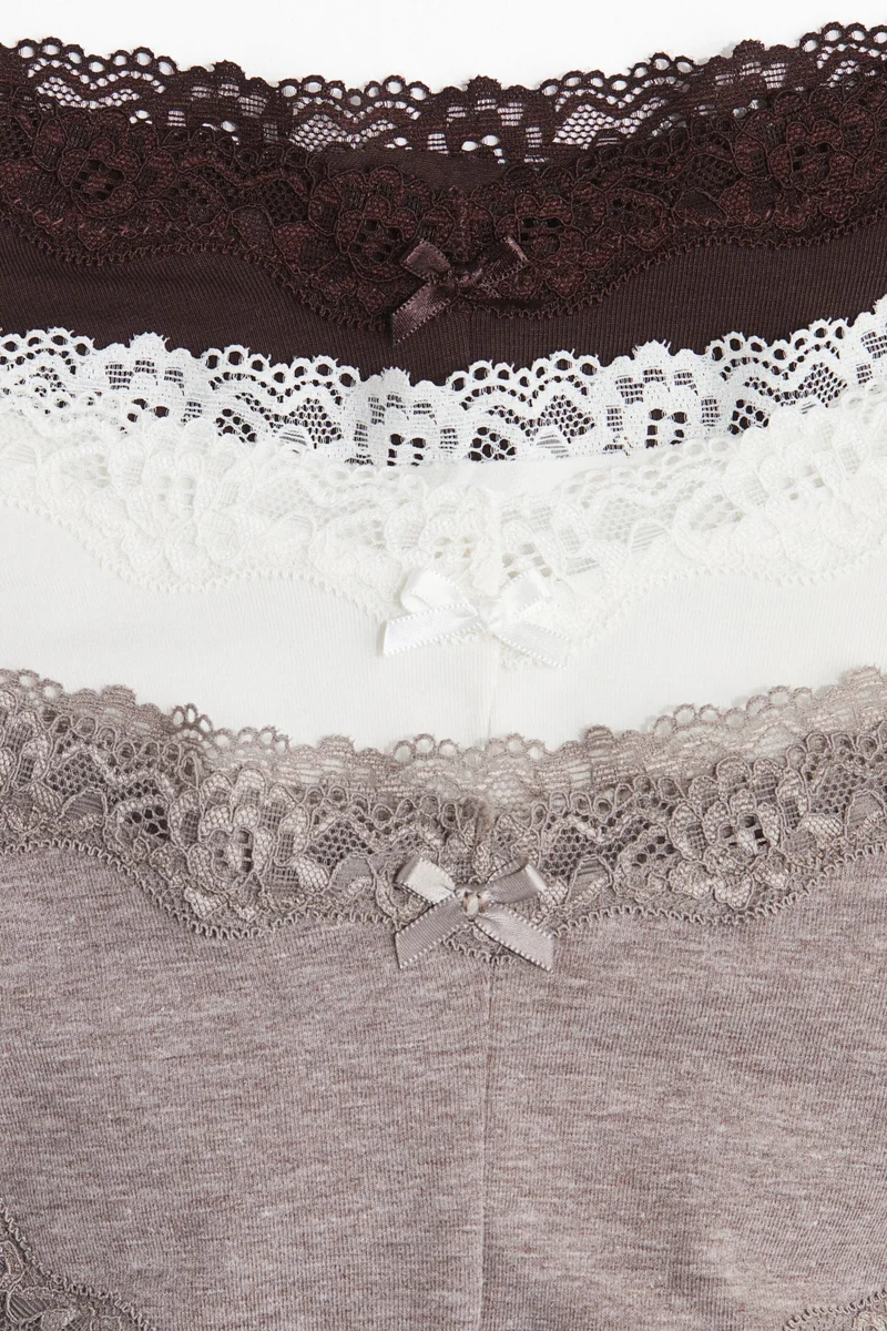 H&M 3-pack cotton and lace hipster briefs