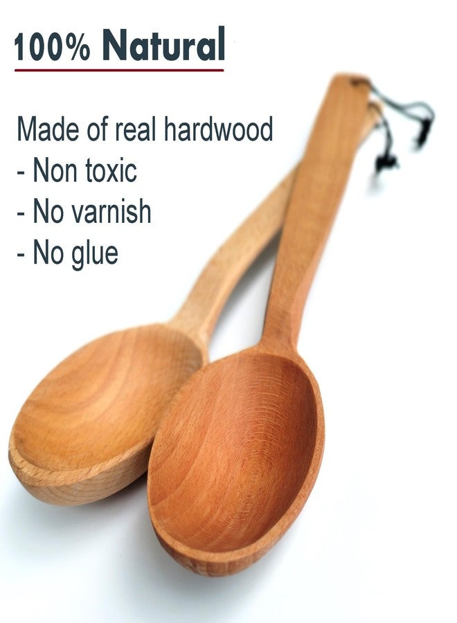 ECOSALL 14" Large Wooden Spoon with a Deep Scoop. Heavy Duty Big Non-Stick Cooking Spoon with a Strong Long Handle for Stirring, Mixing, Canning in Big Pots. - Image 3