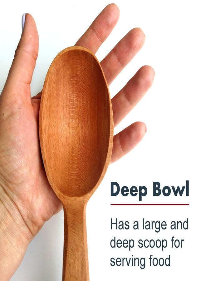ECOSALL 14" Large Wooden Spoon with a Deep Scoop. Heavy Duty Big Non-Stick Cooking Spoon with a Strong Long Handle for Stirring, Mixing, Canning in Big Pots. - Image 2