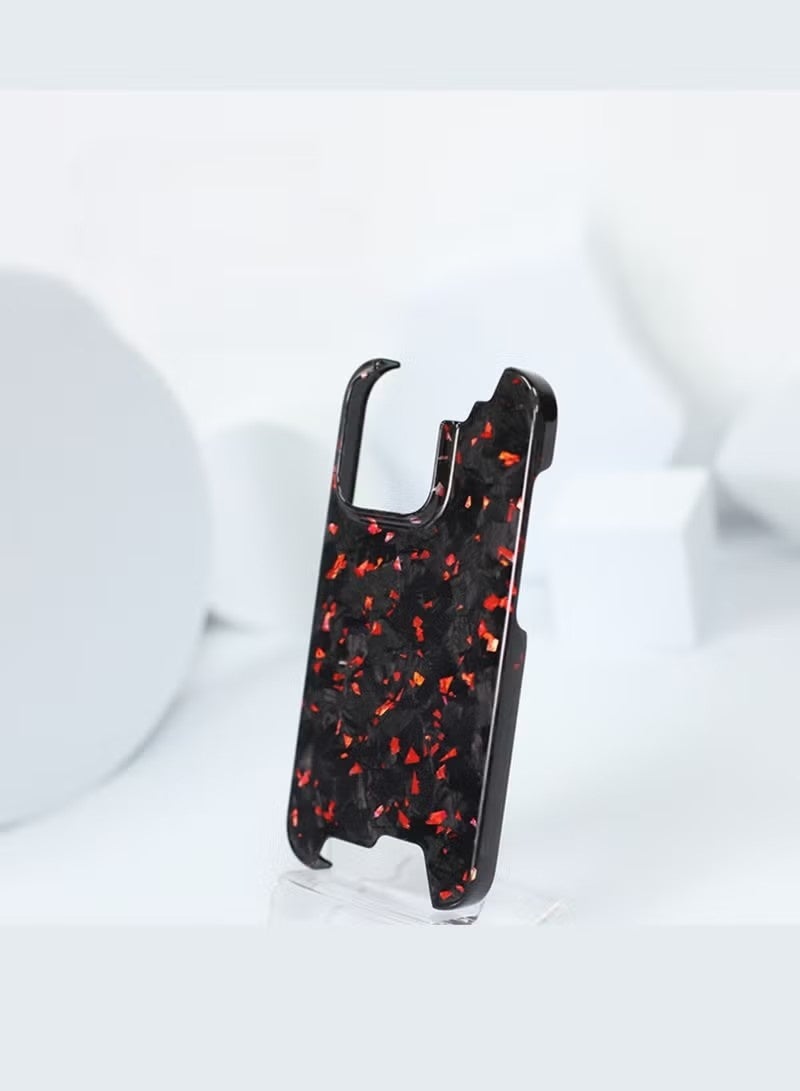 2025 Magnetic 100% Real Carbon Fiber Slim Dry Hard Pc Phone Cover Carbon Fiber Phone Case iPhone 16 Pro Max (Red) - Image 2