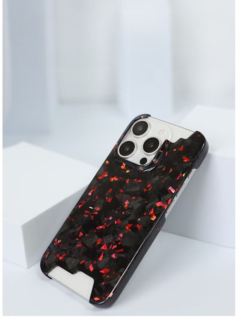 2025 Magnetic 100% Real Carbon Fiber Slim Dry Hard Pc Phone Cover Carbon Fiber Phone Case iPhone 16 Pro Max (Red) - Image 5