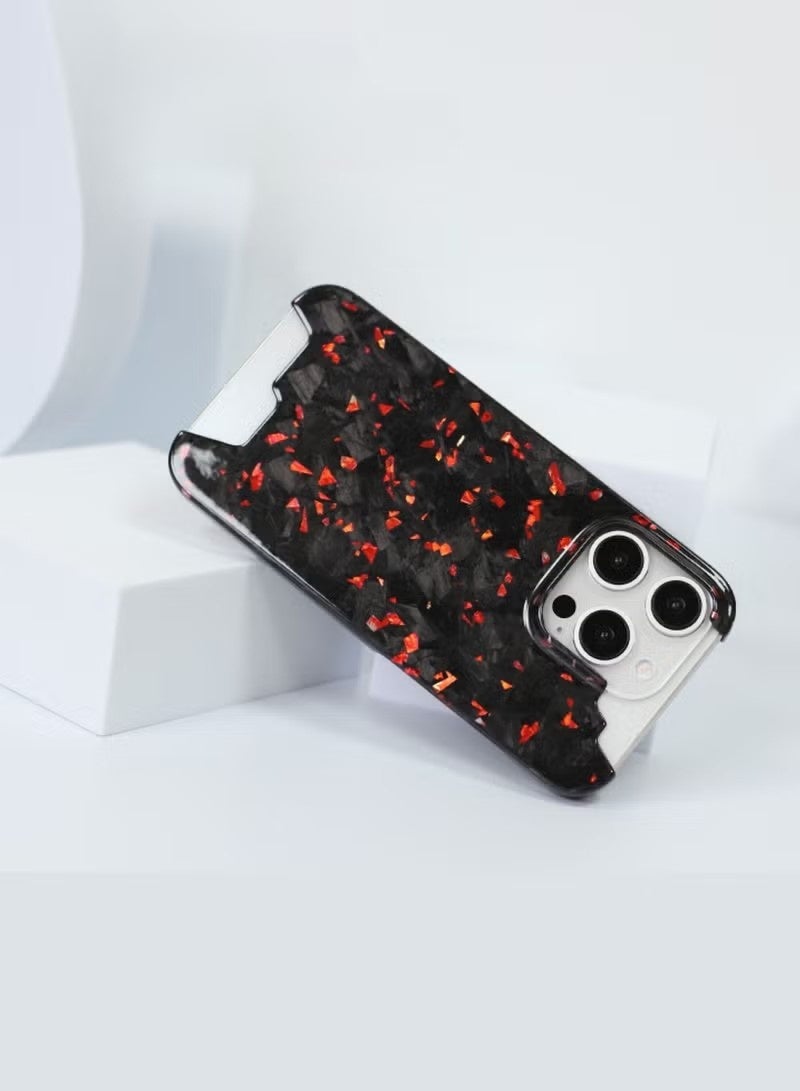 2025 Magnetic 100% Real Carbon Fiber Slim Dry Hard Pc Phone Cover Carbon Fiber Phone Case iPhone 16 Pro Max (Red) - Image 4