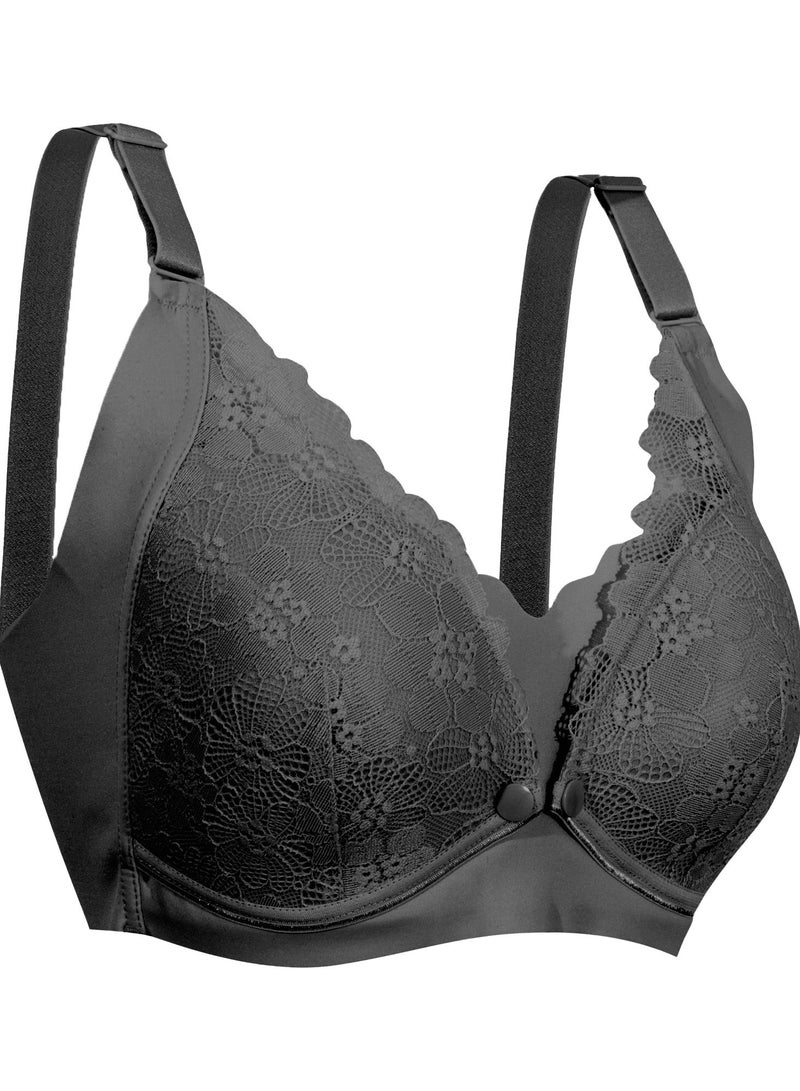 أوكوس حمالة صدر أنيقة من الدانتيل للحمل والرضاعة أسود مقاس كبير جدًا - Image 2