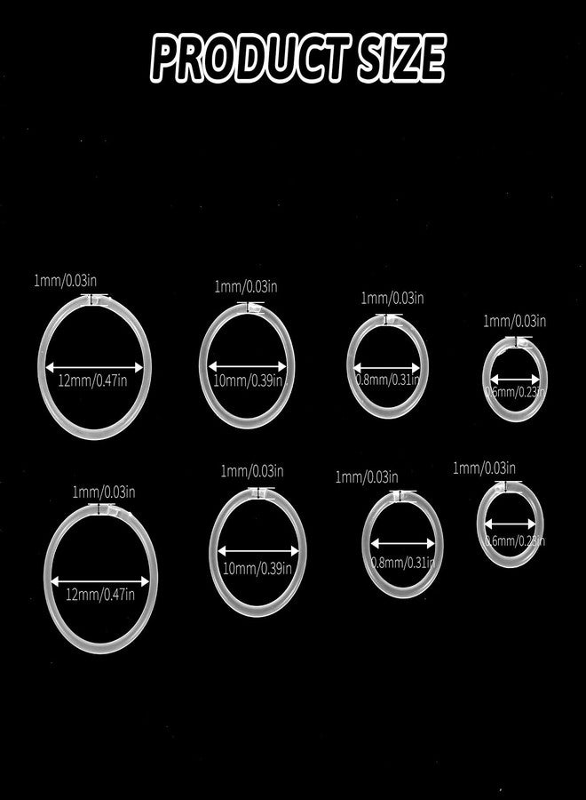 Yolev 24Pcs Clear Nose Rings Acrylic Septum Retainer Clear Plastic Septum Ring Cartilage Tragus Hoop Earrings Tongue Lip Body Piercing Flexible Plastic Hoop Earrings for Women Men Piercing Retainer - Image 3