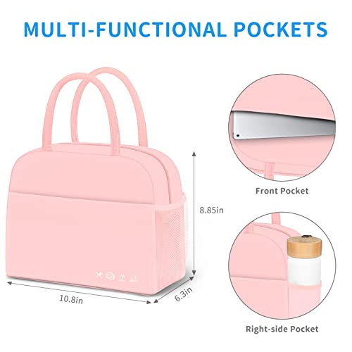 DALINDA Lunch Bag Lunch Box for Women Men Reusable Insulated Lunch Bags for Adults,Leakproof Cute Cooler Lunch Tote Bag,Large Capacity for Work Travel Picnic, PINK - Image 5