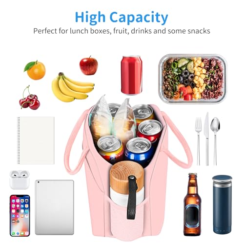 DALINDA Lunch Bag Lunch Box for Women Men Reusable Insulated Lunch Bags for Adults,Leakproof Cute Cooler Lunch Tote Bag,Large Capacity for Work Travel Picnic, PINK - Image 3