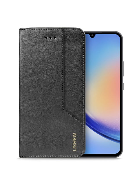 PU Leather Kick Stand Case Cover For Samsung Galaxy A34 5G 2023 Black