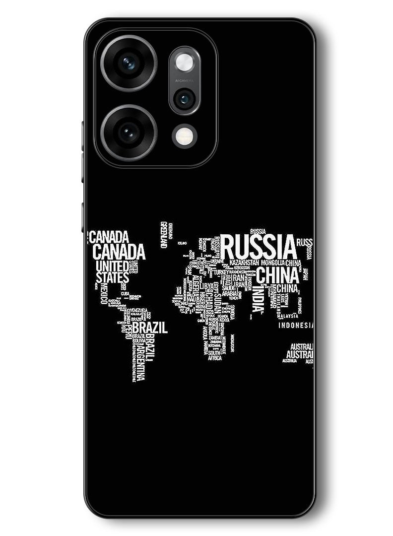Theodor Case Compatible with Oppo Reno 14 Pro 6.83 Inch Protection Shockproof Bumper Cover Written World Map - Image 1