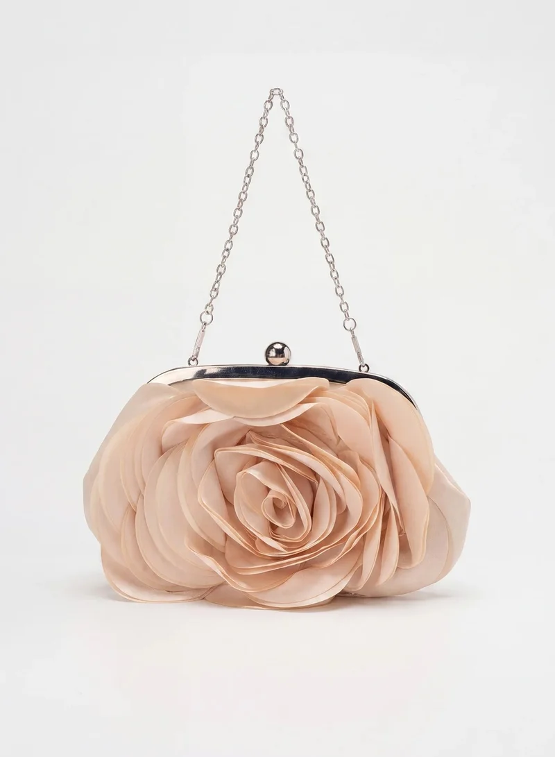 Layered Petal Rose Satin Evening Bag