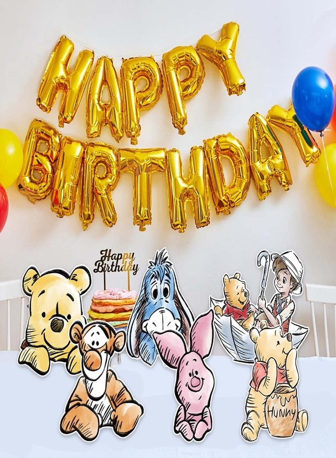 CORODER 9PCS Large Winnie Party Supplies, Large Winnie Cutouts with Stand for Baby Shower Decorations Cardboard Cutout Prop Party Decor - Image 5