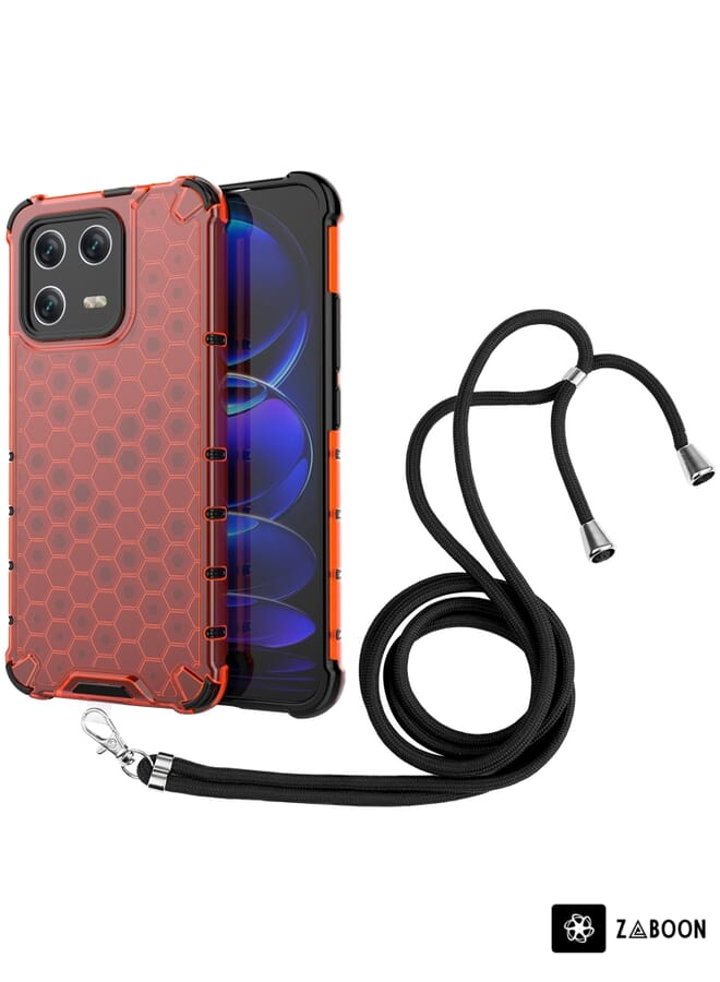 Zaboon Protective Case Cover For Xiaomi 13 Lanyard Honeycomb - Image 1