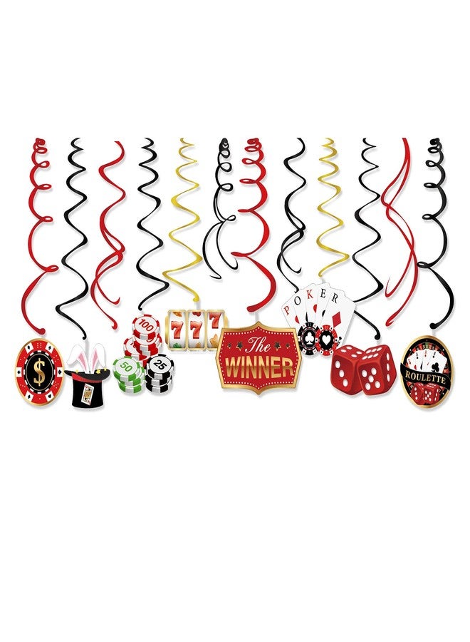 Lide Road 30 Pieces Casino Hanging Swirl Decorations, Las Vegas Party Supplies Game Night Casino Birthday Party Foil Hanging Swirls Decorations for Adult Men Women vegas bachelorette party - Image 5