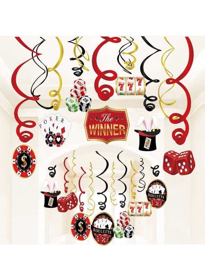 Lide Road 30 Pieces Casino Hanging Swirl Decorations, Las Vegas Party Supplies Game Night Casino Birthday Party Foil Hanging Swirls Decorations for Adult Men Women vegas bachelorette party - Image 2