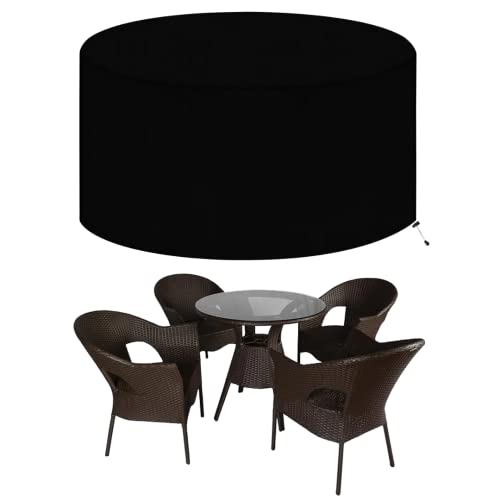 KHOOBREZ Indoor Outdoor Table Cover, 4 -Chair 1-Middle Patio Dust Waterproof Covers Garden Furniture Balcony | Living Room Table Set Cover (Black) - Image 1