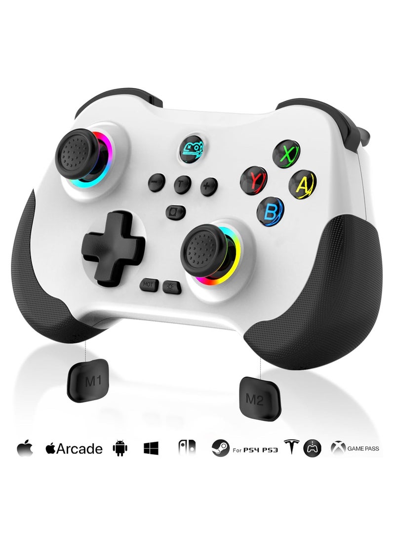 Mobile Gaming Controller for iPad/iPhone/Tablet, Cloud Controller Remote Joystick for iOS/Android, Wireless Switch Controller with Macro ons/Hall-Rocker/Hall-Trigger/Dual Vibration (White) - Image 1