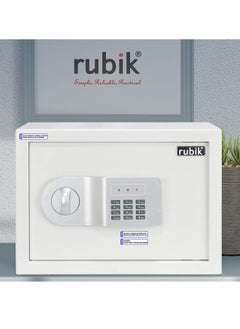 Rubik Safe Box A4 Document Size Locker Security Safety Deposit With Key and Keyless Entry RB25AJ (25x35x25cm) White  - Image 4
