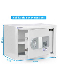 Rubik Safe Box A4 Document Size Locker Security Safety Deposit With Key and Keyless Entry RB25AJ (25x35x25cm) White  - Image 2