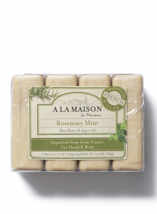 A La Maison Rosemary Mint Bar Soap - Triple French Milled Natural Moisturizing Hand Soap Bar (4 Bars of Soap, 3.5 oz) - Image 3