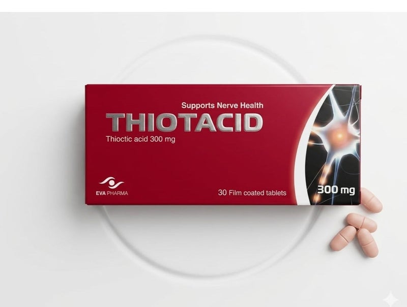 EVA PHARMA Thiotacid Alpha Lipoic Acid 300 mg 30 Tablets - Image 1