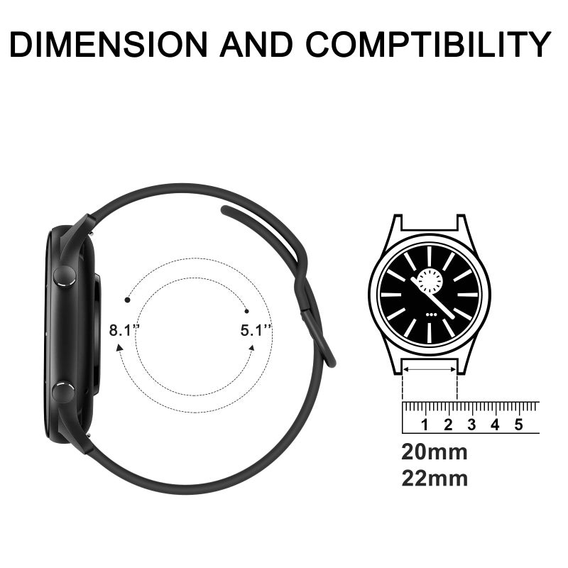 Tobfit 20mm Watch Bands Quick Release Watch Straps with Color Matched Metal Buckle, Soft Silicone Breathable Replacement Sport Watch Wristbands for Women Men - Image 2