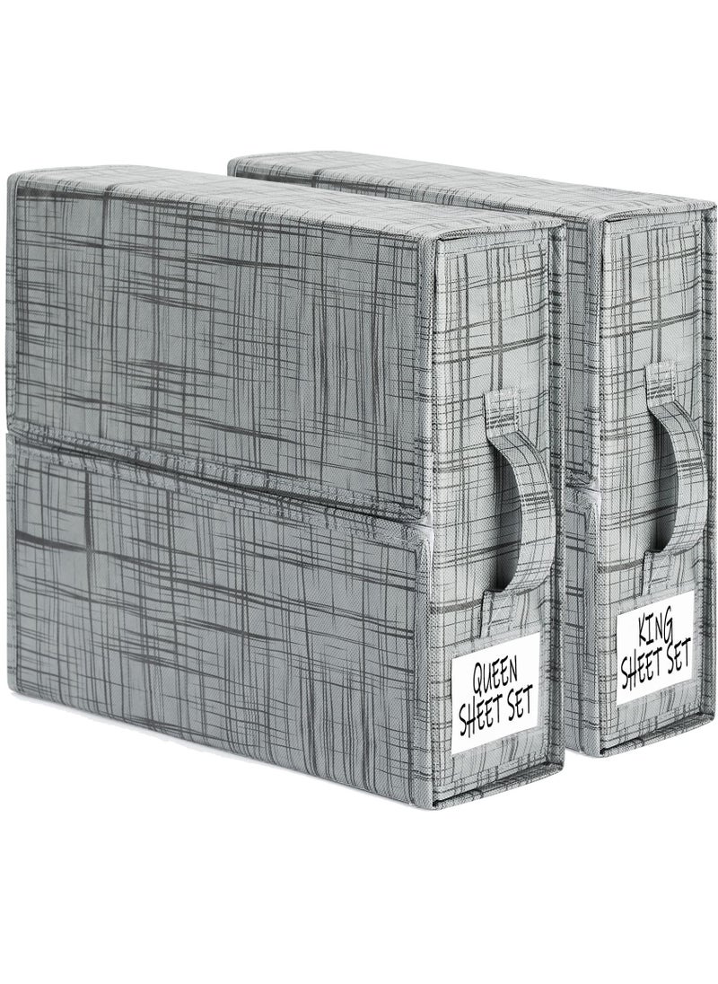 Excefore - SheetCube Bed Sheet Set Organizer, 2 Pack Foldable Storage Box for Duvet Cover Set, Linen Closet Organizer for Bedding Clothes Blankets, Black - Image 1