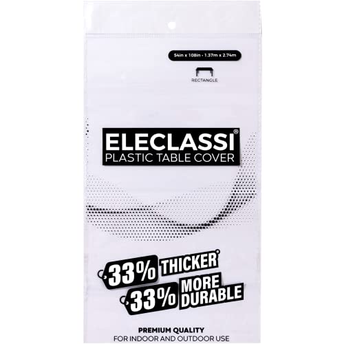 Eleclassi White 6 Pack Premium Disposable Plastic Tablecloth 54 x 108 in - Plastic Table Cloth Disposable Tablecloth for Rectangle Table Up to 8 Feet - Image 3