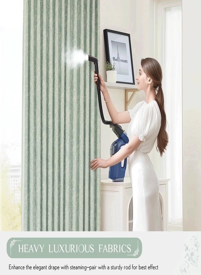Beauoop Green Floral Jacquard Blackout Curtains 72 Inches Long 2 Panels for Bedroom Living Room Sage Flower Chenille Room Darkening Thermal Insulated Soundproof Grommet Window Treatments Drapes, 52x72 - Image 5