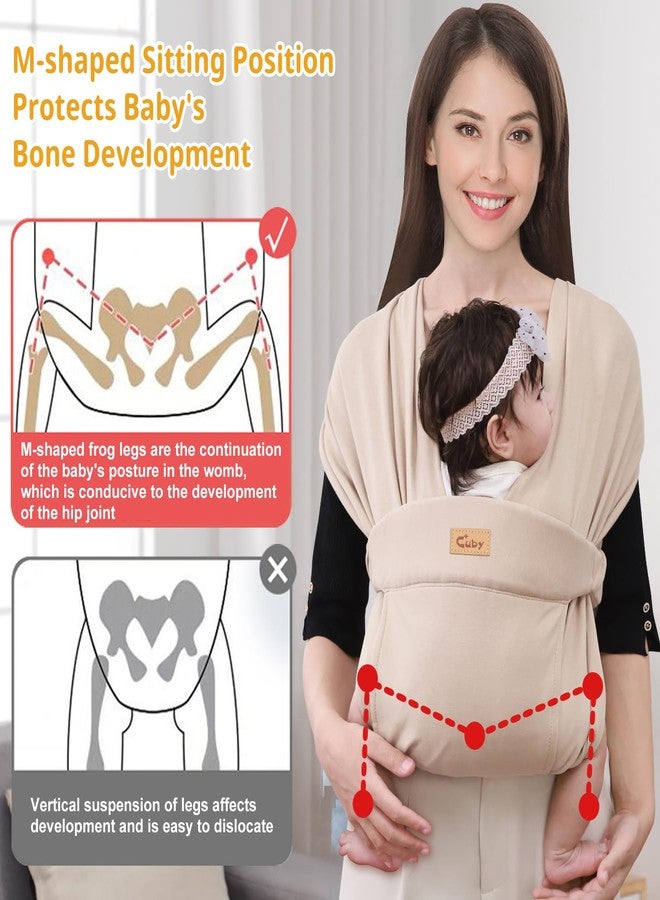CUBY Baby Wraps Carrier Sling, Baby Carrier for Newborns and Toddlers,Skin-Friendly and Soft Front Baby Carrier Wrap Perfect Baby Gifts (Beige, Cotton) - Image 3