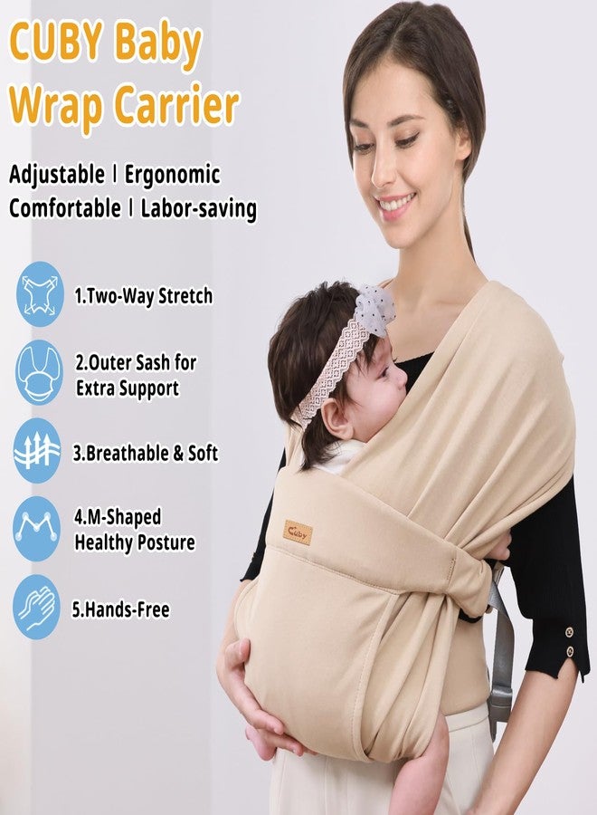 CUBY Baby Wraps Carrier Sling, Baby Carrier for Newborns and Toddlers,Skin-Friendly and Soft Front Baby Carrier Wrap Perfect Baby Gifts (Beige, Cotton) - Image 2