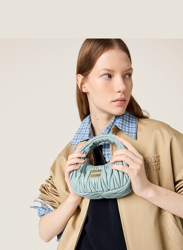 Miu Miu MIU Wander Matelasse Nappa Sheepskin Hobo Mini Women's Handbag, Half Moon Bag, Women's Crossbody Bag  - Image 2