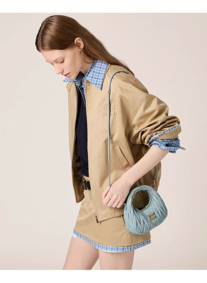 Miu Miu MIU Wander Matelasse Nappa Sheepskin Hobo Mini Women's Handbag, Half Moon Bag, Women's Crossbody Bag  - Image 3