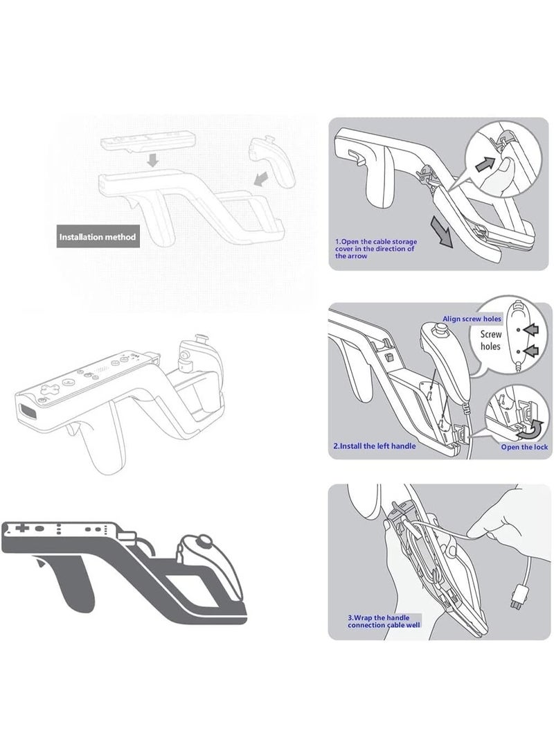 سونسر ملحق مسدس ضوئي لجهاز Wii Remote، عبوة من 2 قطع من Zapper الأبيض لجهاز Nintendo Wii/Wii U، جهاز تحكم لألعاب الرماية - Image 4